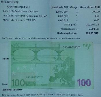 Rückseite des Geldscheins
