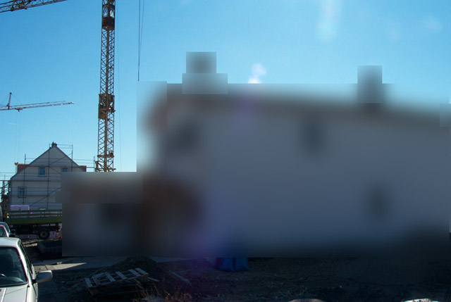 Unser Haus in Google Street View, verpixelt